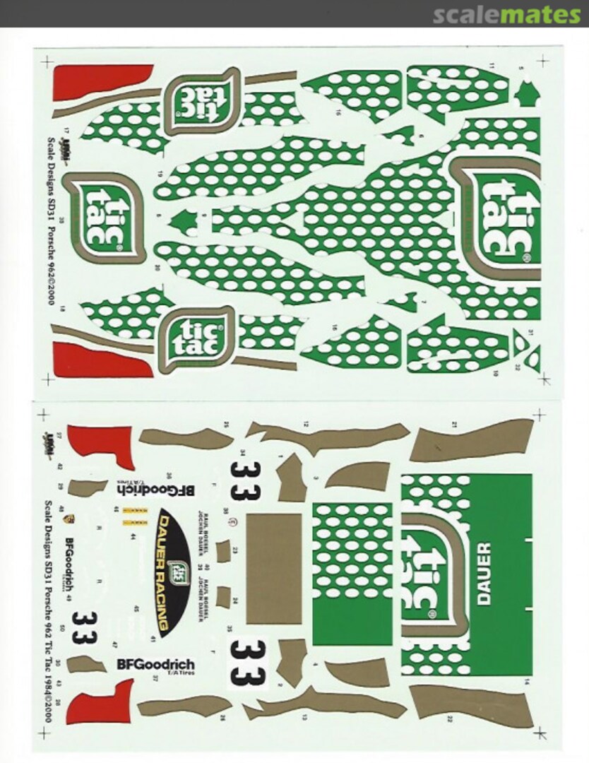 Boxart Porsche 962 Tic Tac 1984 SD31 Scale Designs