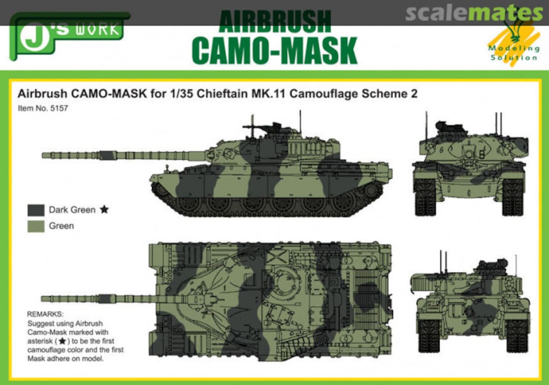 Boxart Airbrush CAMO-MASK for 1/35 Chieftain Mk.11 Scheme 2 PPA5157 J's Work