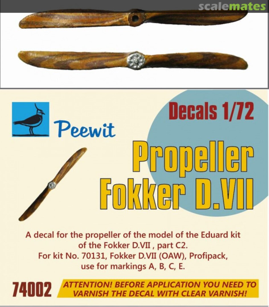 Boxart Fokker D.VII - Propeller 74002 Peewit