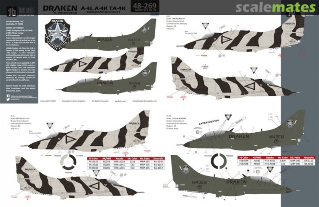 Boxart Draken International A-4L/A-4K/TA-4K Skyhawks 48-269 TwoBobs Aviation Graphics