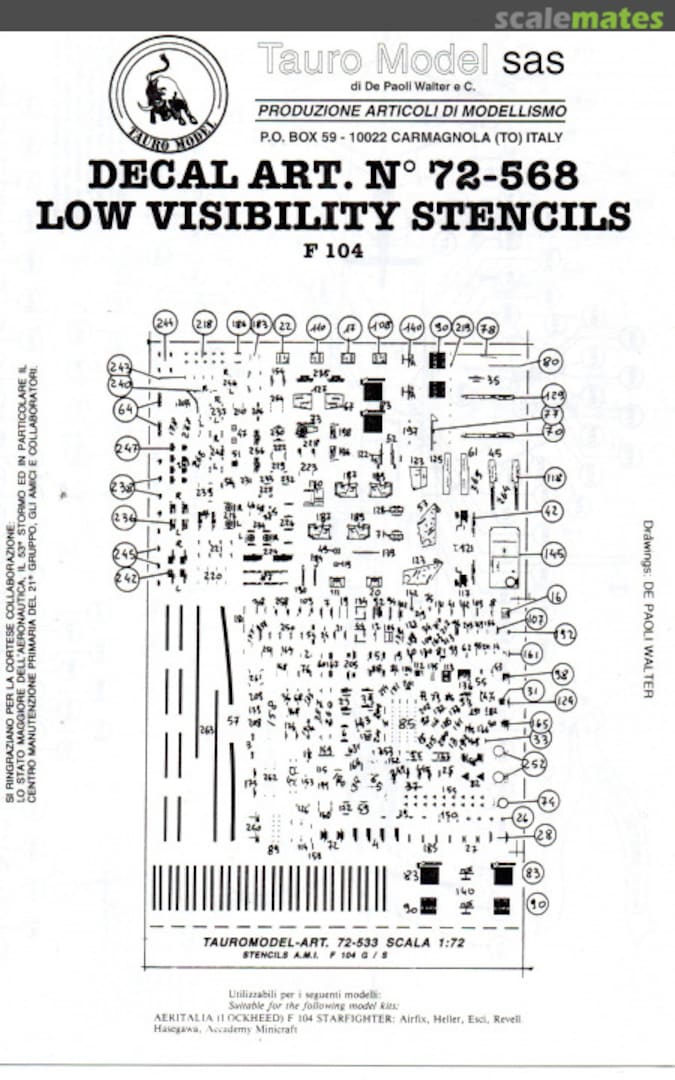 Boxart Low visibility stencils A.M.I. F-104 G/S 72-568 Tauro Model