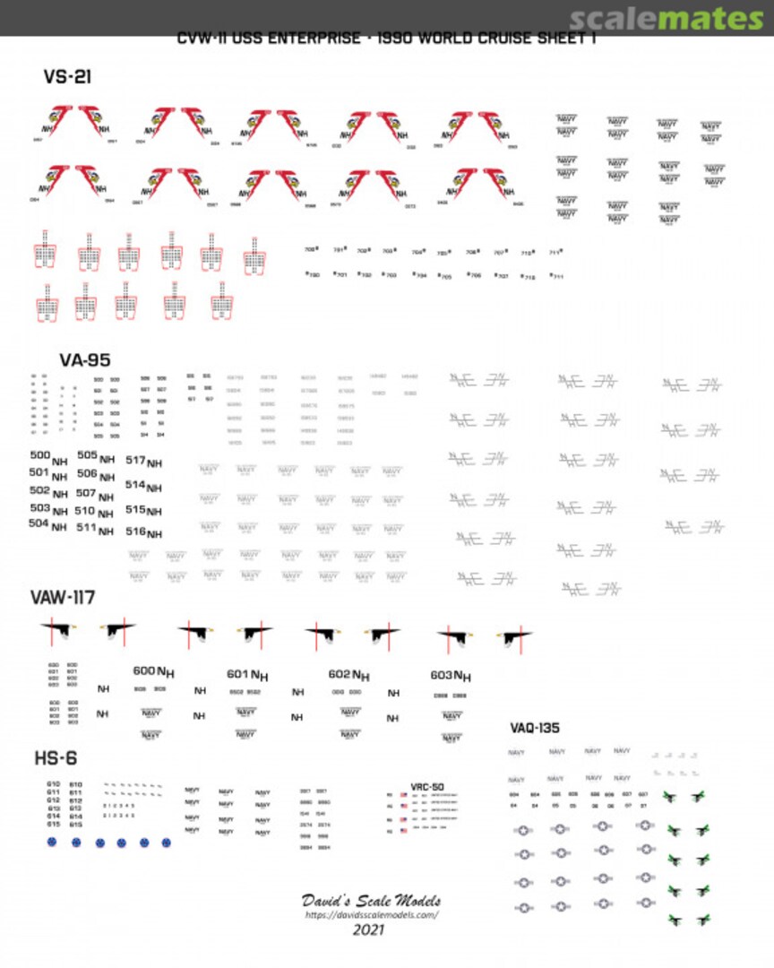 Boxart CVW-11 (1990) Air Wing Decal Set CVW-11-1990 David's Scale Models