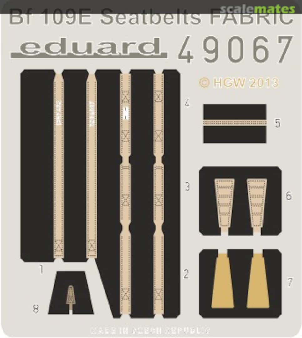 Boxart Bf 109E seatbelts FABRIC 49067 Eduard