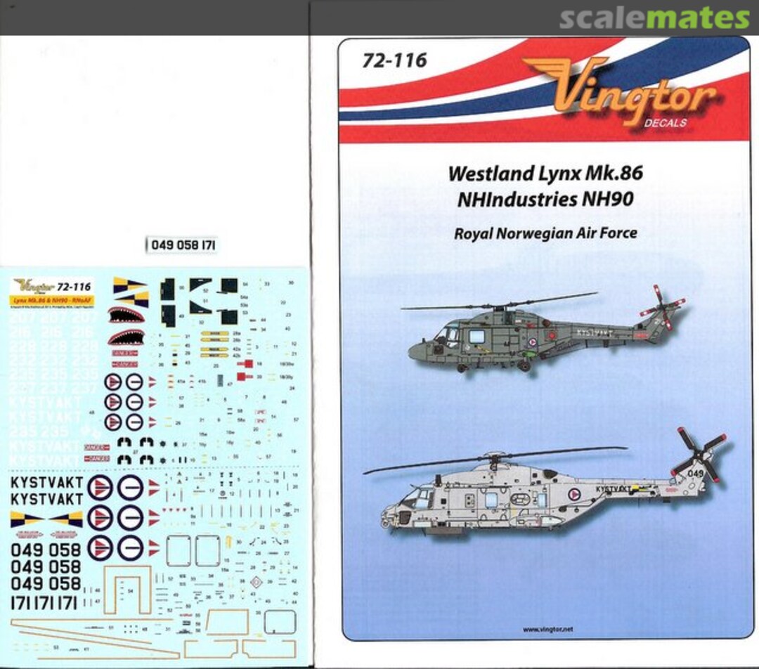 Boxart Westland Lynx Mk.86 , NHIndustries NH90 72-116 Vingtor Decals