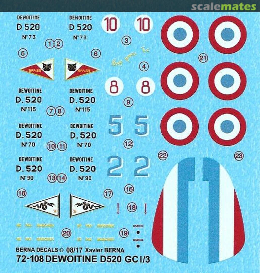 Boxart Dewoitine D 520 GC I/3 BD 72-108 Berna Decals