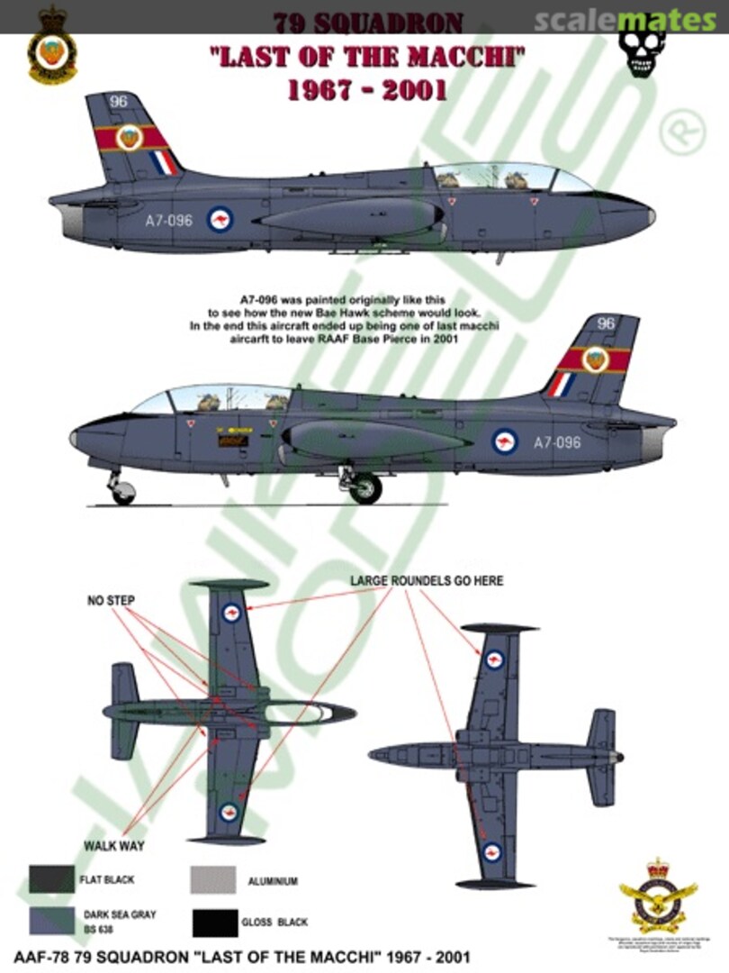 Boxart RAAF MB-326, A7-096, 79 Sqn. "Last of the Macchi" 1967 - 2001 AAF-078 Hawkeye Models