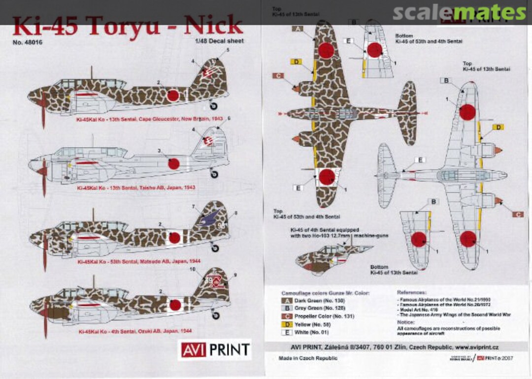 Boxart Kawasaki Ki-45 Kai Ko (A) Toryu "Nick" 48016 AVI Print