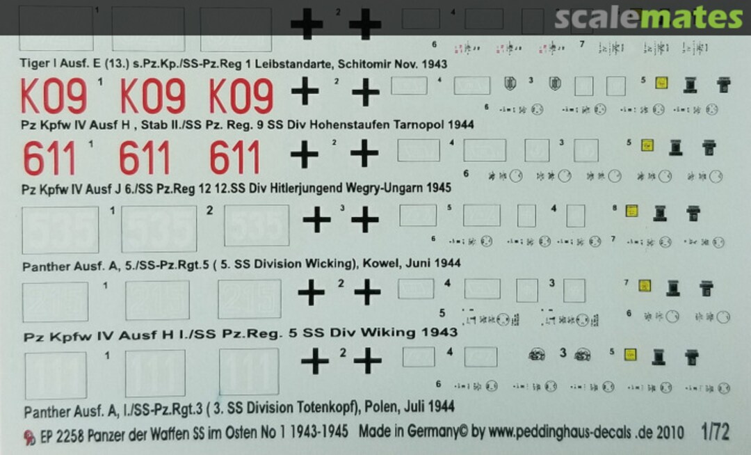 Boxart Panzer der Waffen SS im Osten N°1 1943-1945 EP 2258 Peddinghaus-Decals