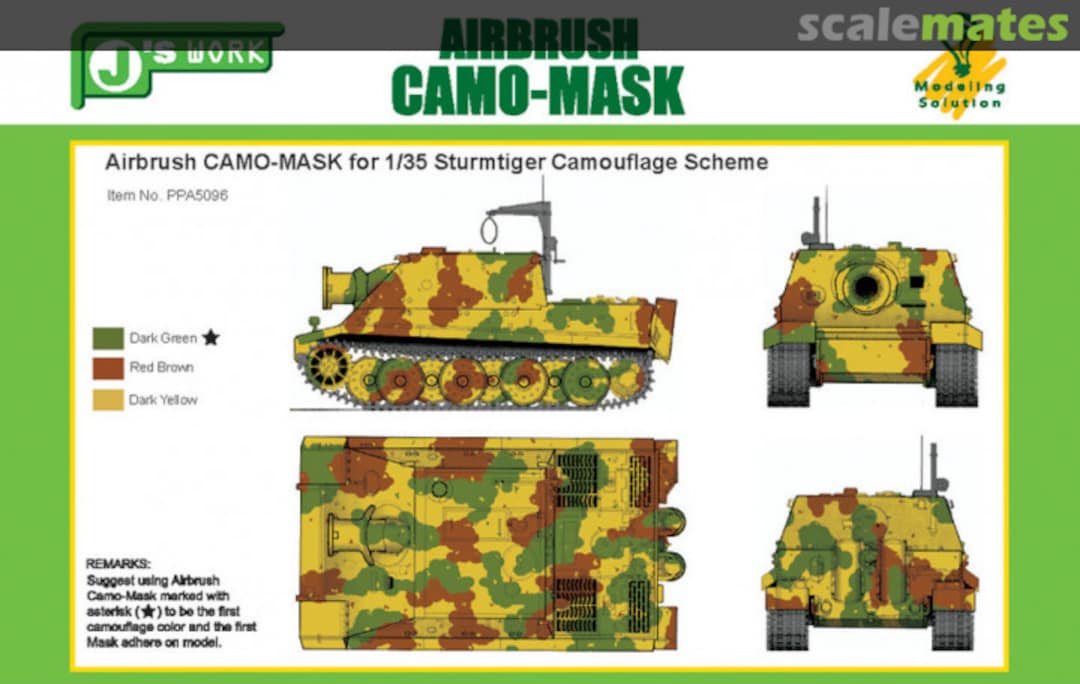 Boxart Airbrush CAMO-MASK for Sturmtiger Camouflage Scheme PPA5096 J's Work