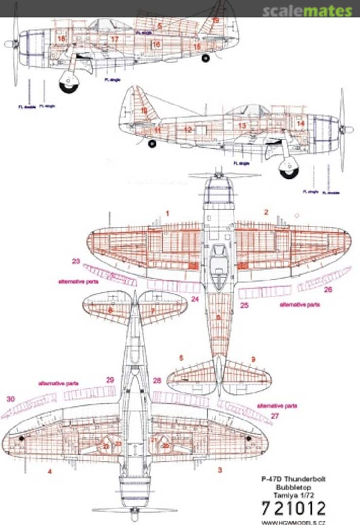 Boxart P-47D Thunderbolt (Bubbletop) 721012 HGW Models