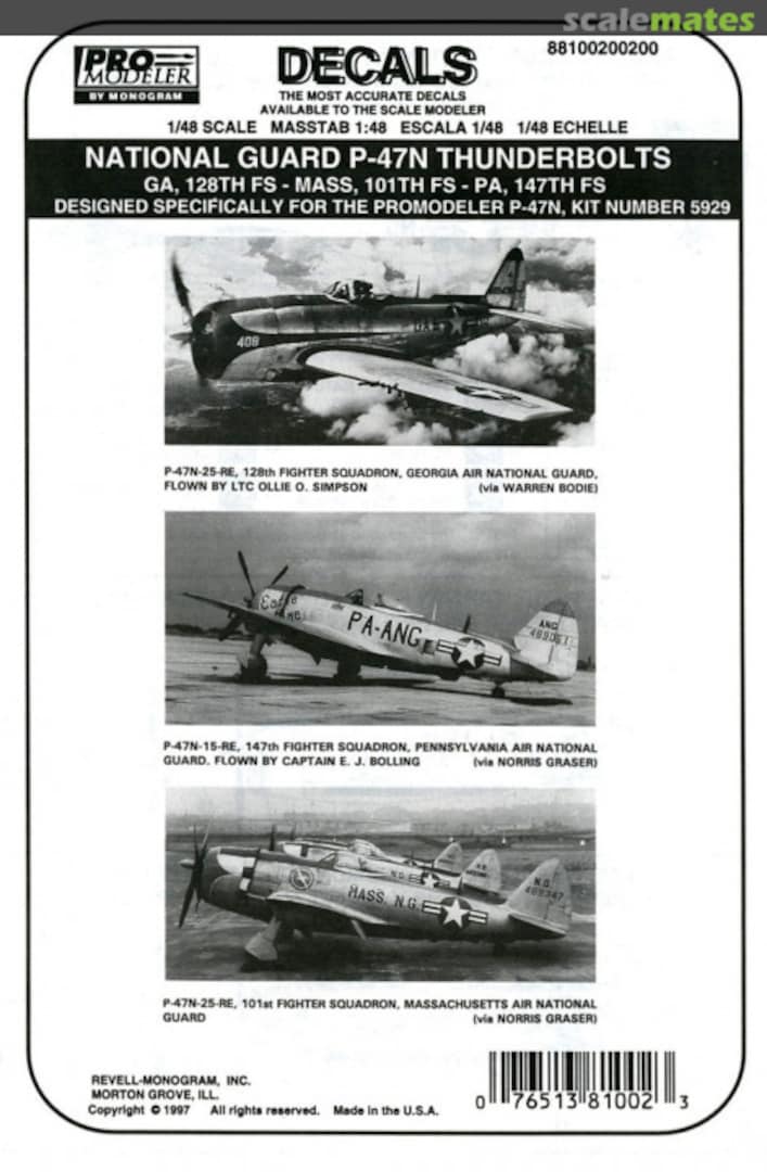 Boxart National Guard P-47N Thunderbolts 88100200200 Pro Modeler