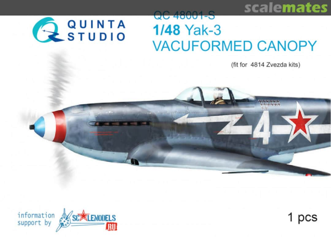 Boxart Yak-3 Vacuformed Canopy QC48001-S Quinta Studio