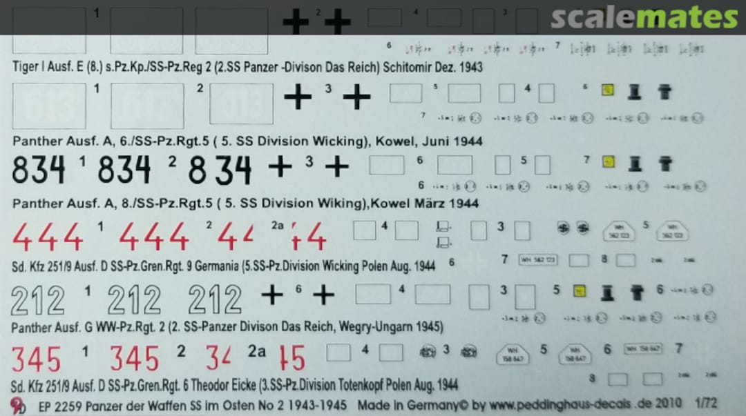 Boxart Panzer der Waffen SS im Osten N°2 1943-1945 EP 2259 Peddinghaus-Decals
