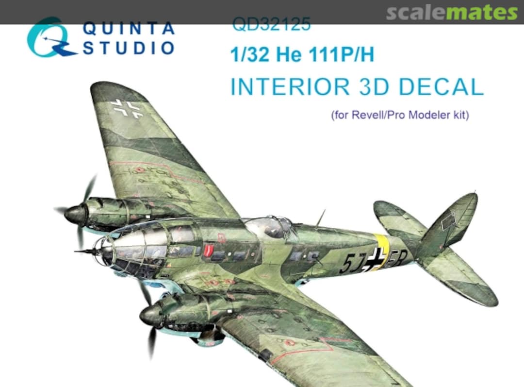 Boxart He 111 P/H interior 3D decals QD32125 Quinta Studio