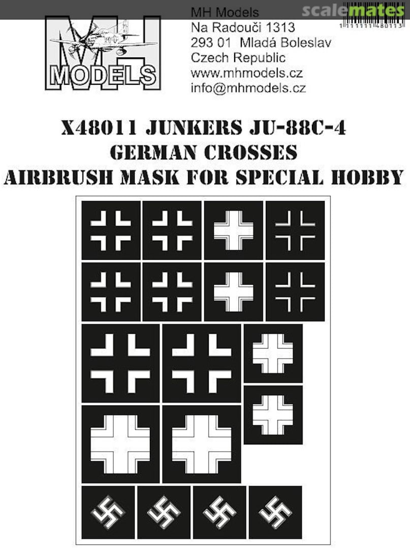 Boxart Junkers Ju-88C-4 German Crosses Airbrush Mask X48011 MH Models