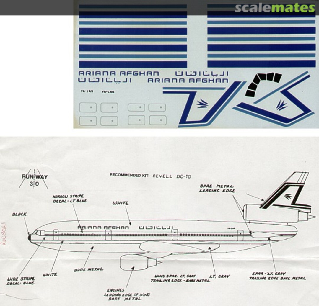 Boxart McDonnell Douglas DC-10-30 Ariana Afghan Airlines RW3021 Runway 30