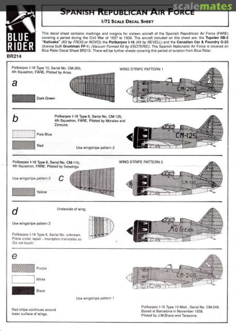 Boxart Spanish Republican Air Force BR214 Blue Rider