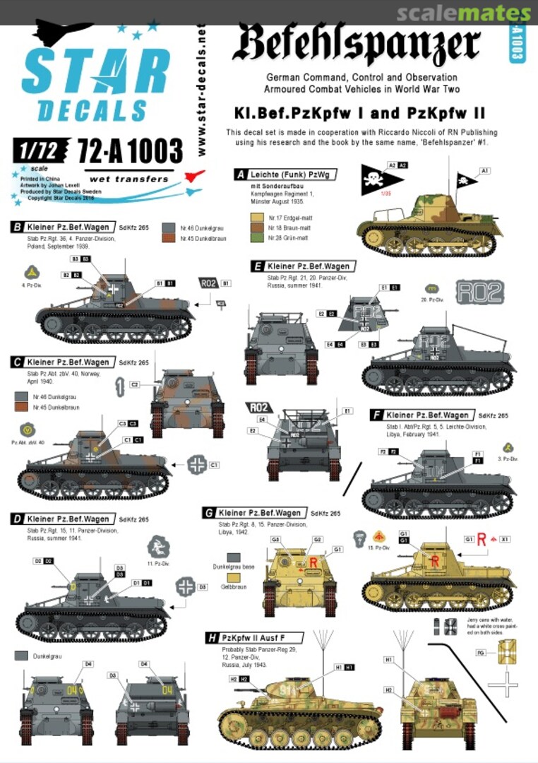 Boxart Befehlspanzer # 1 72-A1003 Star Decals