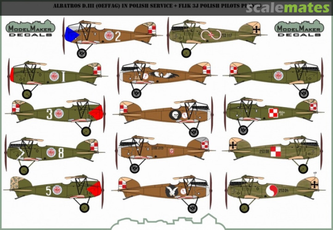 Boxart Albatros D.III (OEF) in Polish Service + Flik 3J Polish pilots planes D48100 ModelMaker