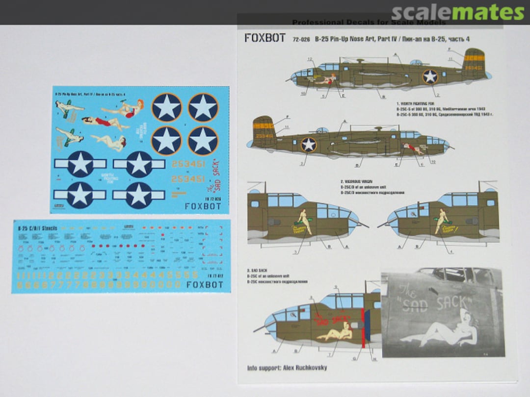 Boxart B-25 Pin-Up Nose Art, Part IV 72-026 Foxbot