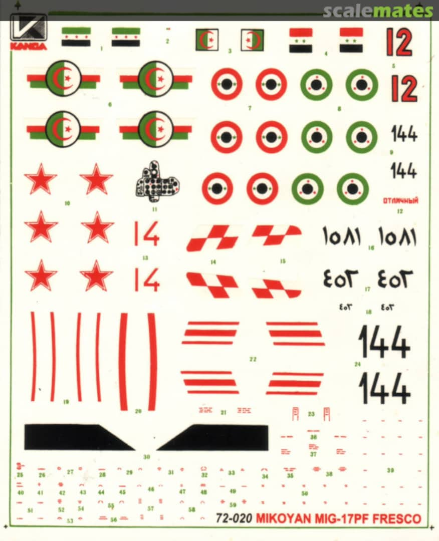 Boxart Mikoyan Mig-17PF 72-020 Kanga Decals