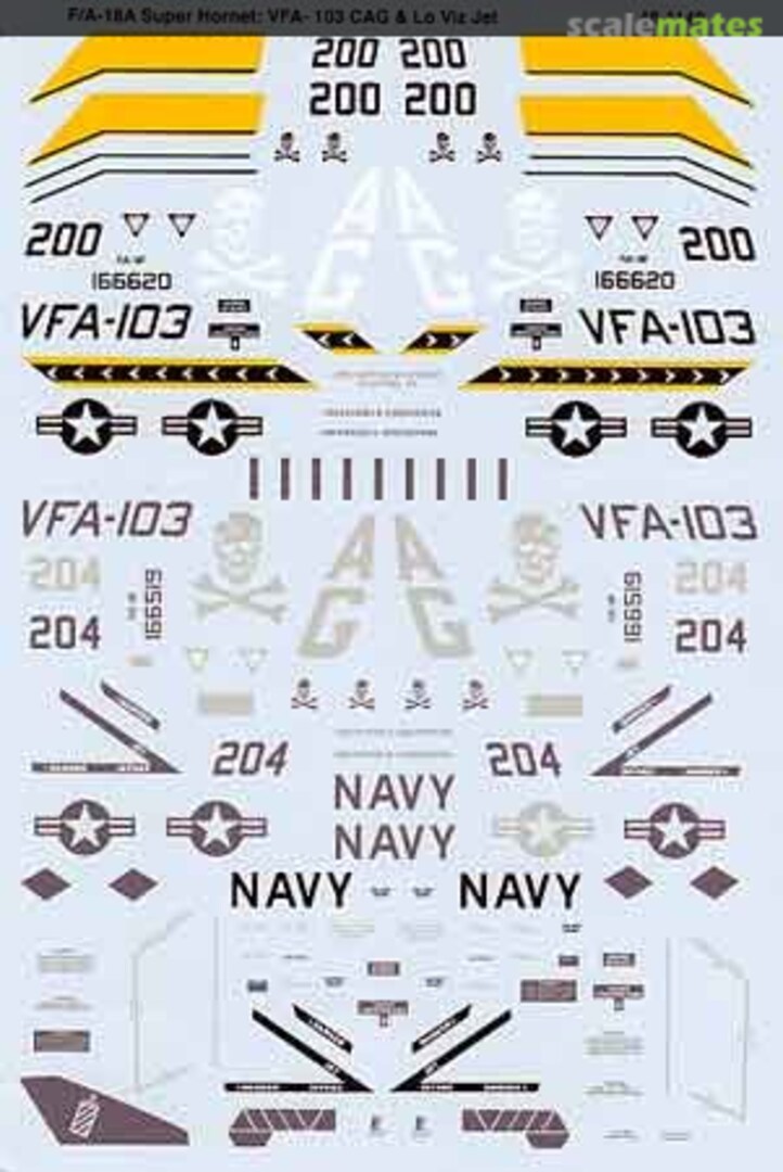 Boxart F/A-18F Super Hornet: VFA-103 CAG & Lo Viz Jet 48-1149 Microscale