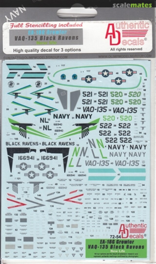 Boxart EF-18G Growler 72-54 Authentic Decals