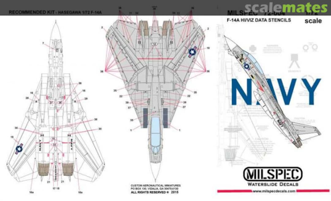 Boxart F-14A Tomcat Hi Viz Data Stencils 72-004 Milspec