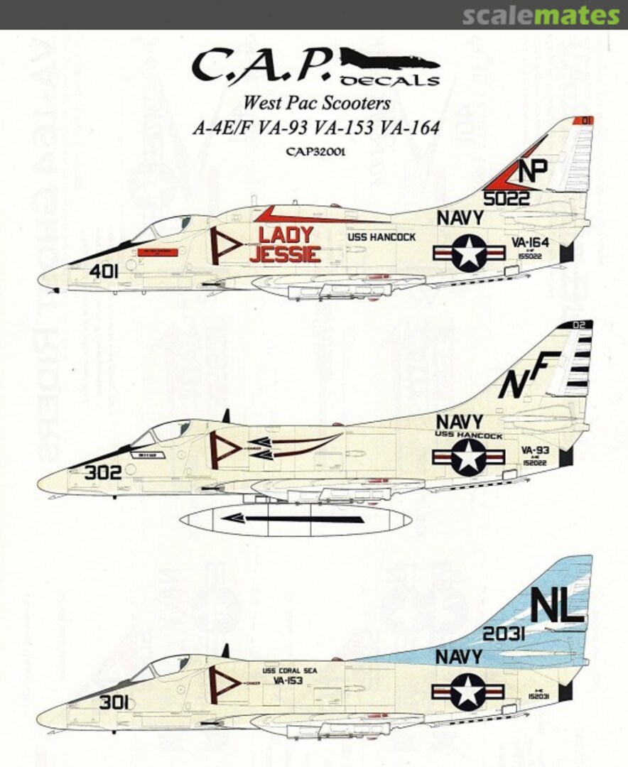 Boxart A-4E A-4F Skyhawk "West PAC Scooters" VA-93 VA-153 VA-164 CAP32001 CAP Decals