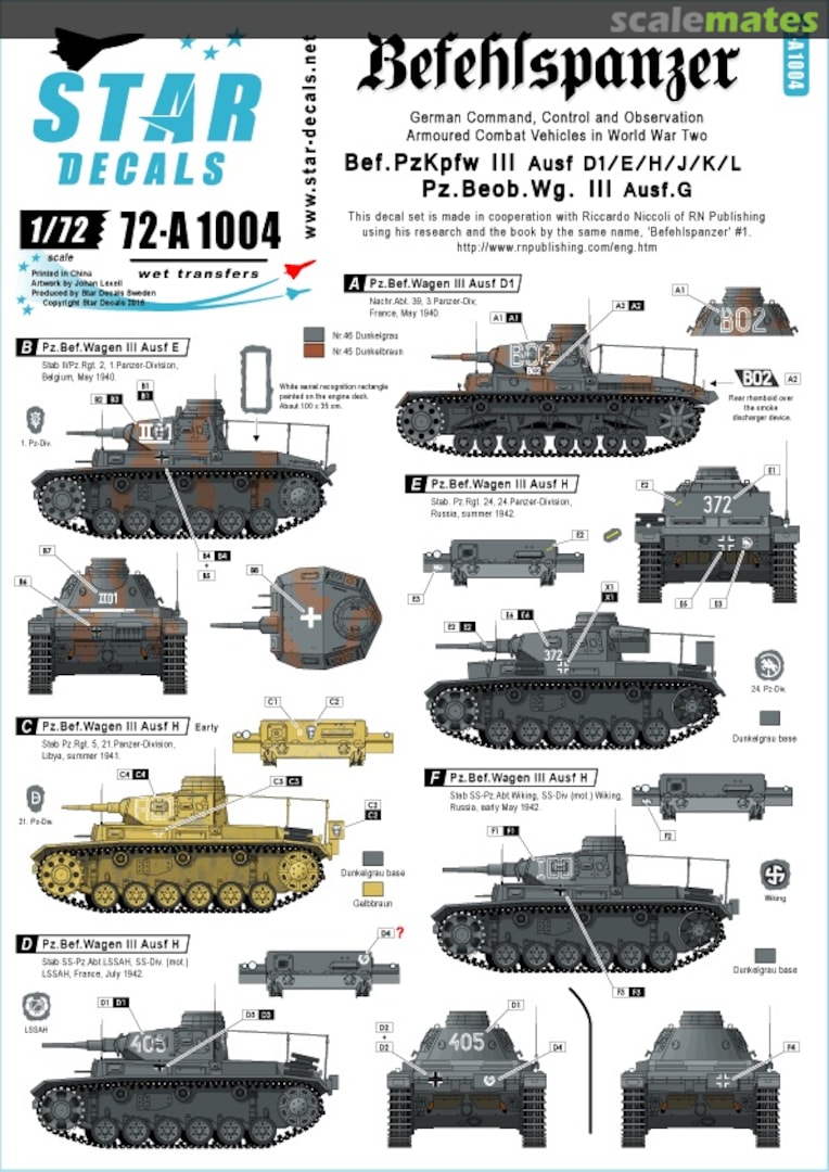 Boxart Befehlspanzer # 2 72-A1004 Star Decals