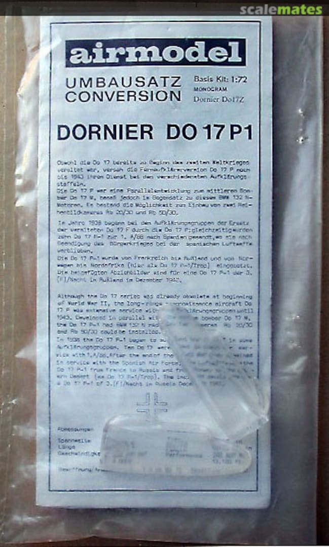 Boxart Dornier Do 17 P-1 Do 17 P-1 Airmodel