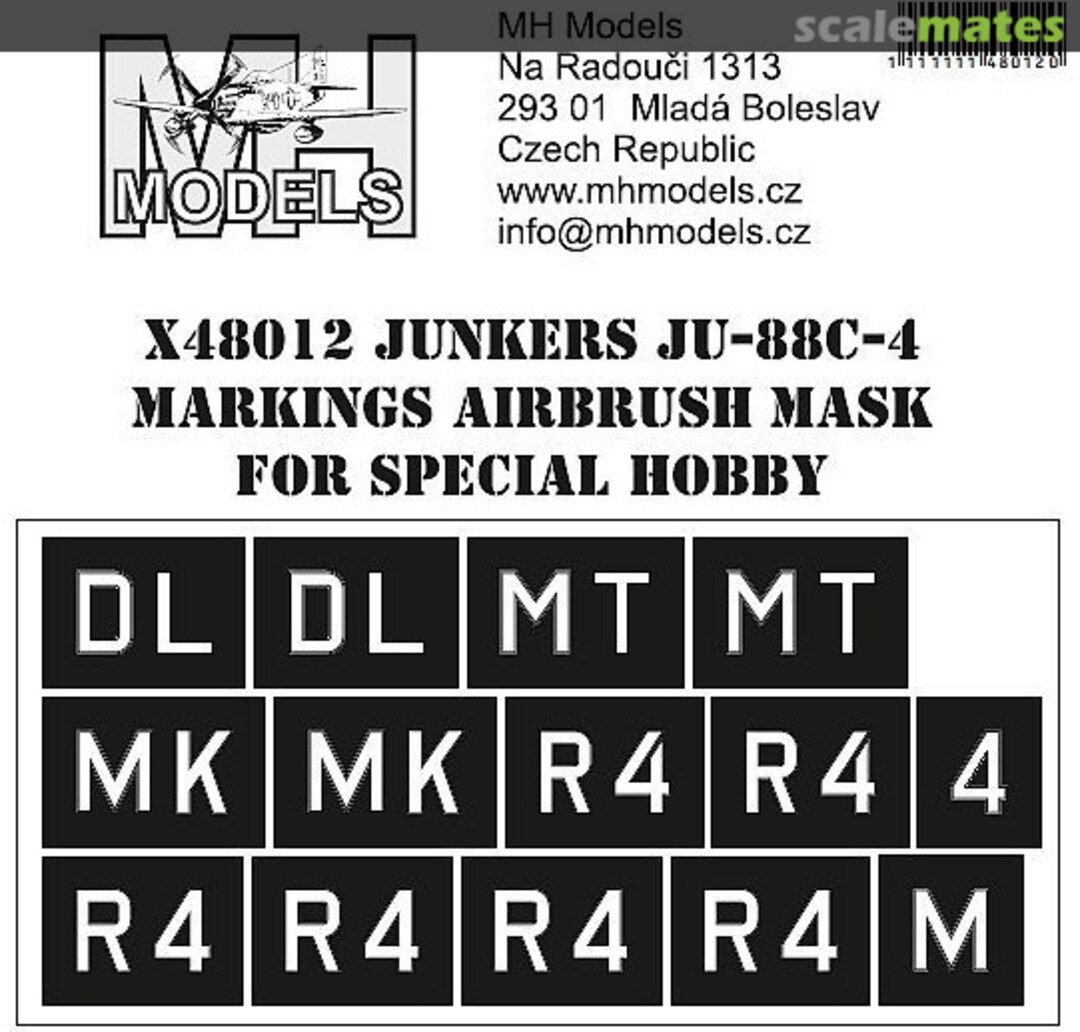 Boxart Junkers Ju-88C-4 Markings Airbrush Mask X48012 MH Models