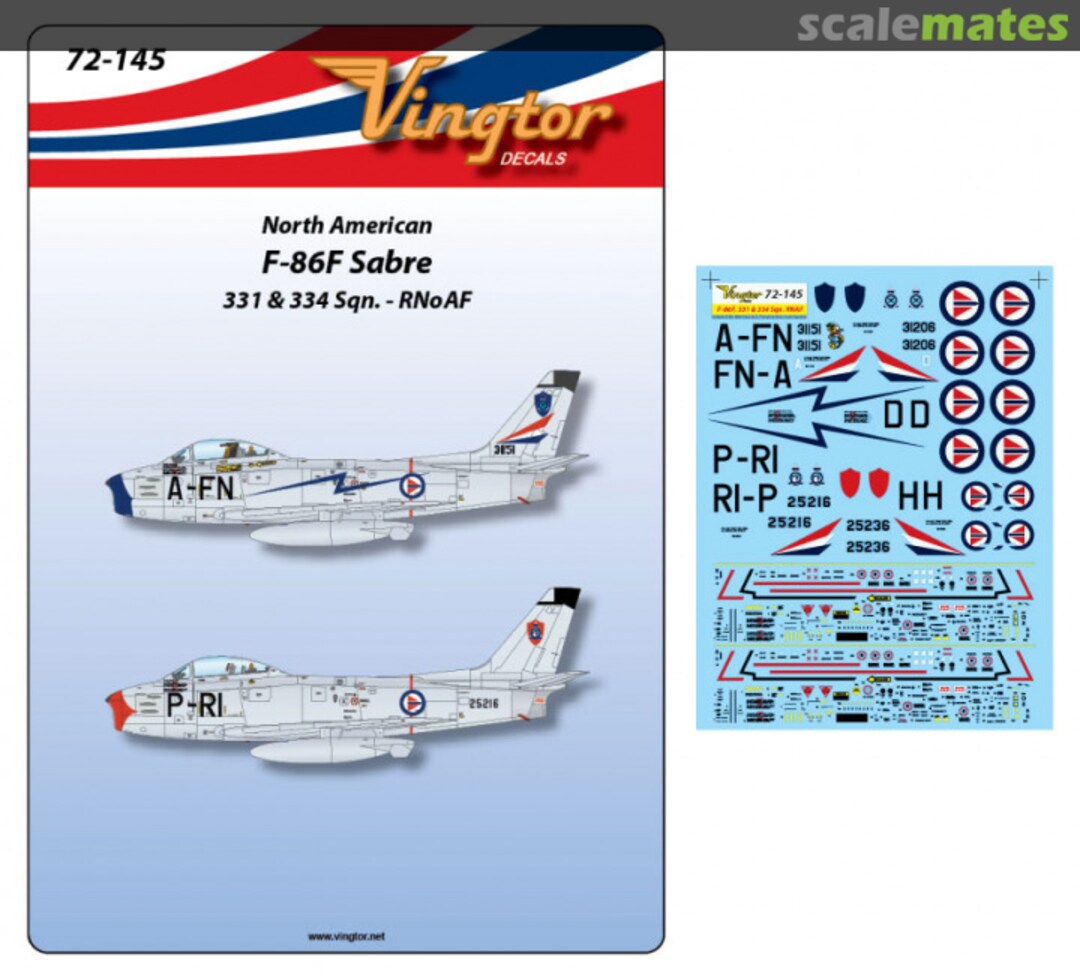 Boxart F-86F Sabre 72-145 Vingtor Decals