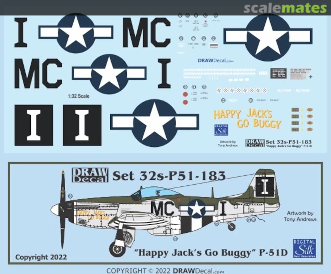 Boxart “Happy Jack’s Go Buggy” P-51D 32-P51-183 Draw Decal