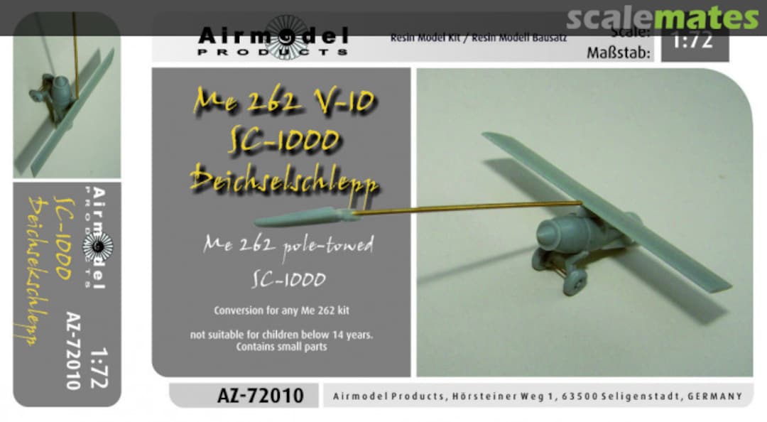 Boxart Me 262 V-10 SC-1000 pole-towing test conv. AZ-72010 Airmodel