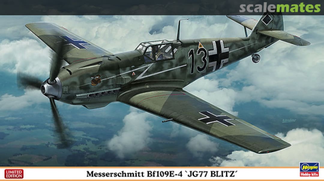 Boxart Messerschmitt Bf109E-4 `JG77 Blitz´ 07413 Hasegawa