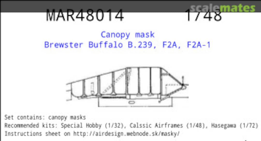 Boxart Mask for canopy Brewster Buffalo B.239, F2A, F2A-1 MAR48014 AIRDESIGN.SK