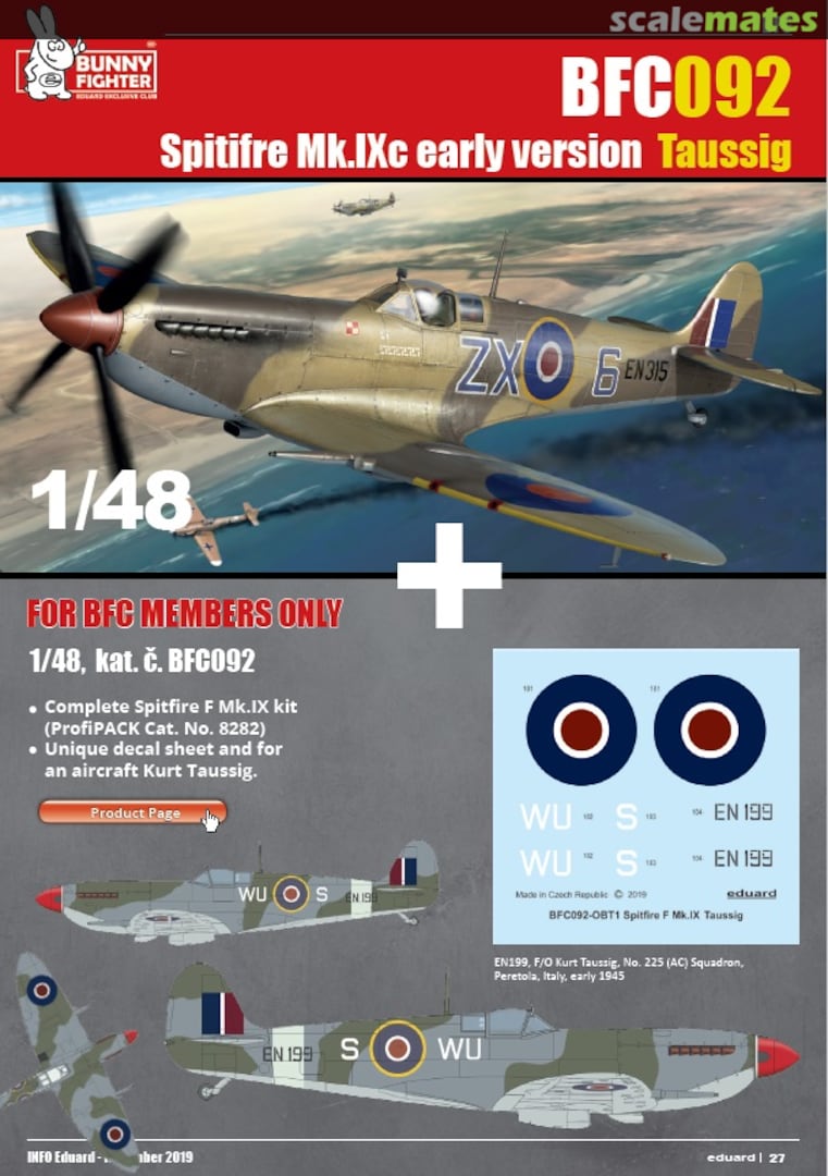 Boxart Spitfire Mk.IXc early version Taussig BFC092 Eduard