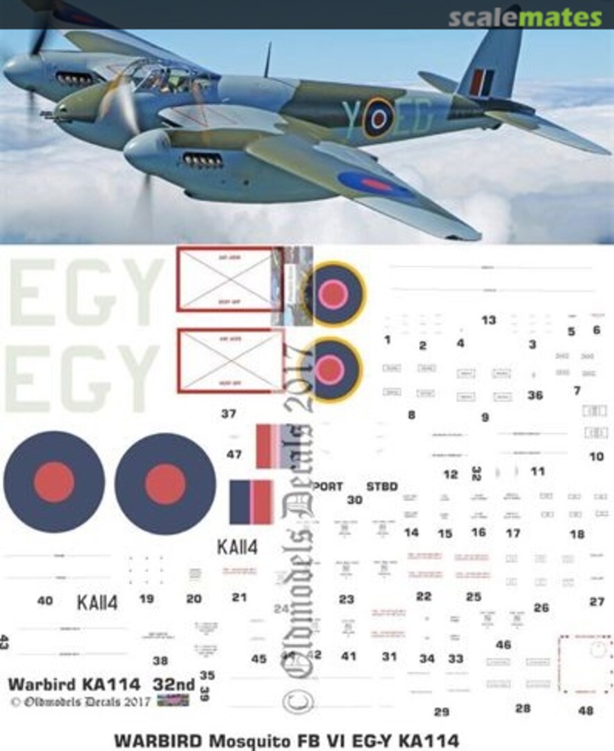 Boxart Warbird - Mosquito FB.VI KA114 EG-Y OMD1200 Oldmodels Decals