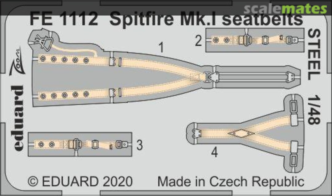 Boxart Spitfire Mk.I seatbelts, steel FE1112 Eduard