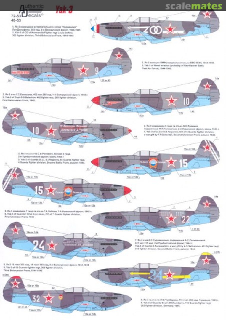 Boxart YAK-3 48-53 Authentic Decals