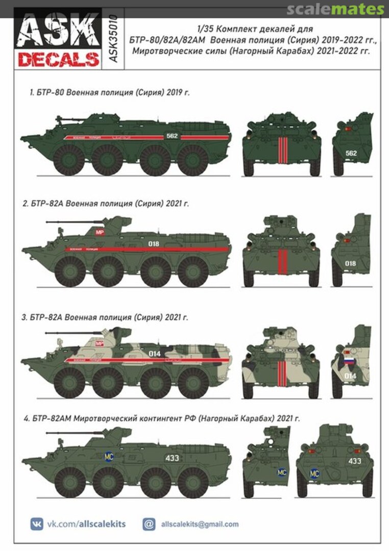 Boxart BTR-80/82 Military Police (Syria)/Peacekeeping Force (Nagorno-Karabakh) ASK35010 All Scale Kits