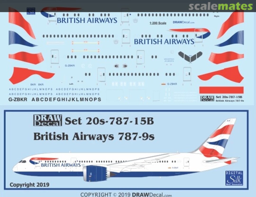 Boxart British Airways 787-9 Dreamliners 20-787-15B Draw Decal