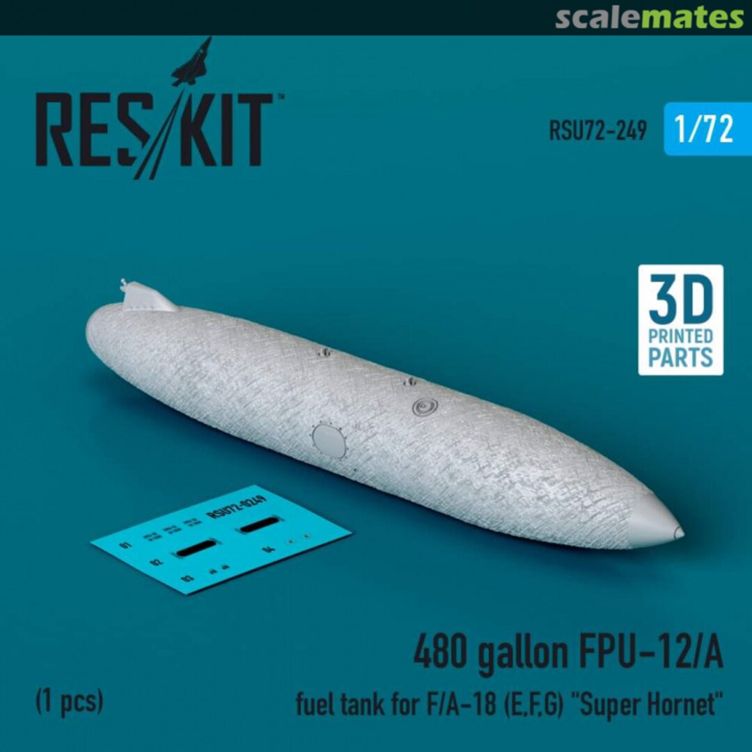 Boxart 480 gallon FPU-12/A fuel tank for F/A-18 (E,F,G) Super Hornet (1 шт.) (3D Printed) RSU72-0249 ResKit