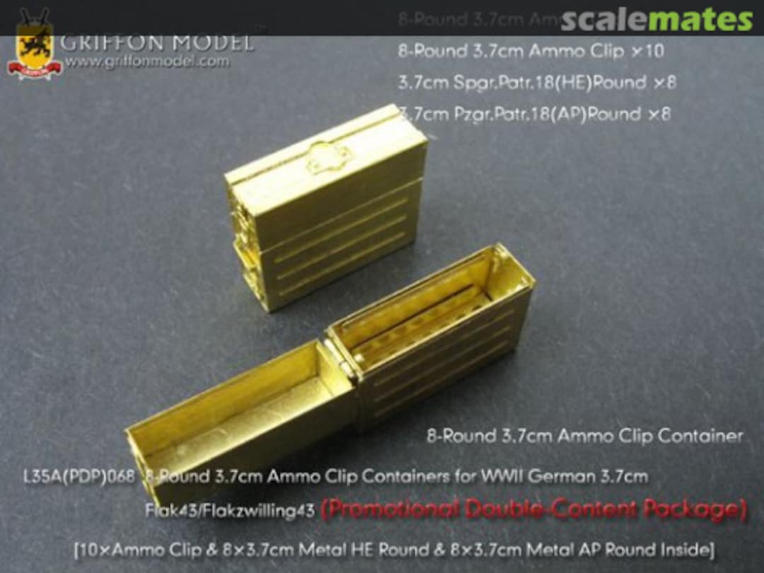 Boxart 3.7cm Ammo Clip Containers for WWII German 3.7cm Flak 43/ Flakzwilling 43 L35A068 Griffon Model