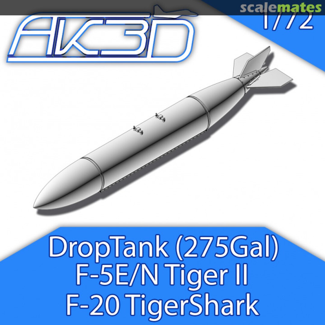 Boxart DropTank (275 Gal) F-5E/N Tiger II F-20 Tigershark 72-AO002 AK3D