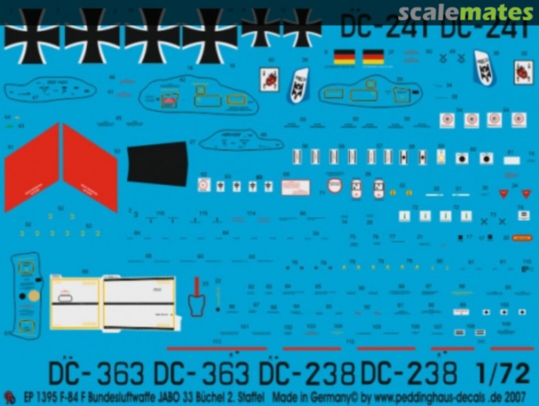 Boxart F-84F Bundesluftwaffe JABO 33 Büchel 2. Staffel 1961 EP 1395 Peddinghaus-Decals