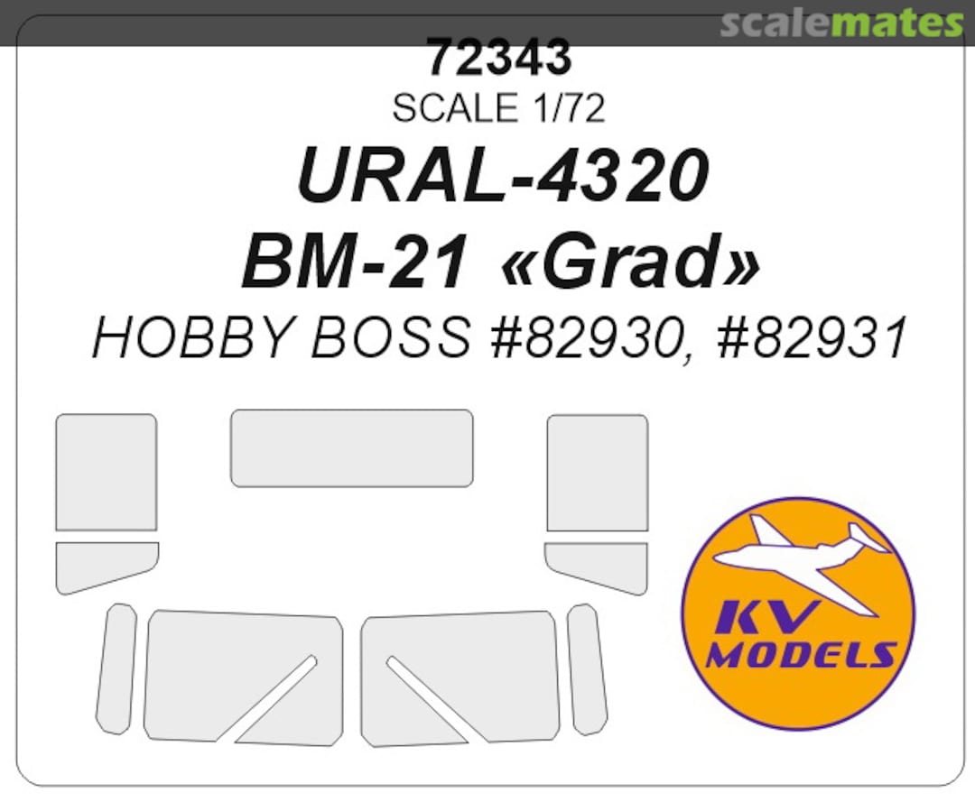 Boxart Ural 4320, BM-21 "Grad" masks 72343 KV Models