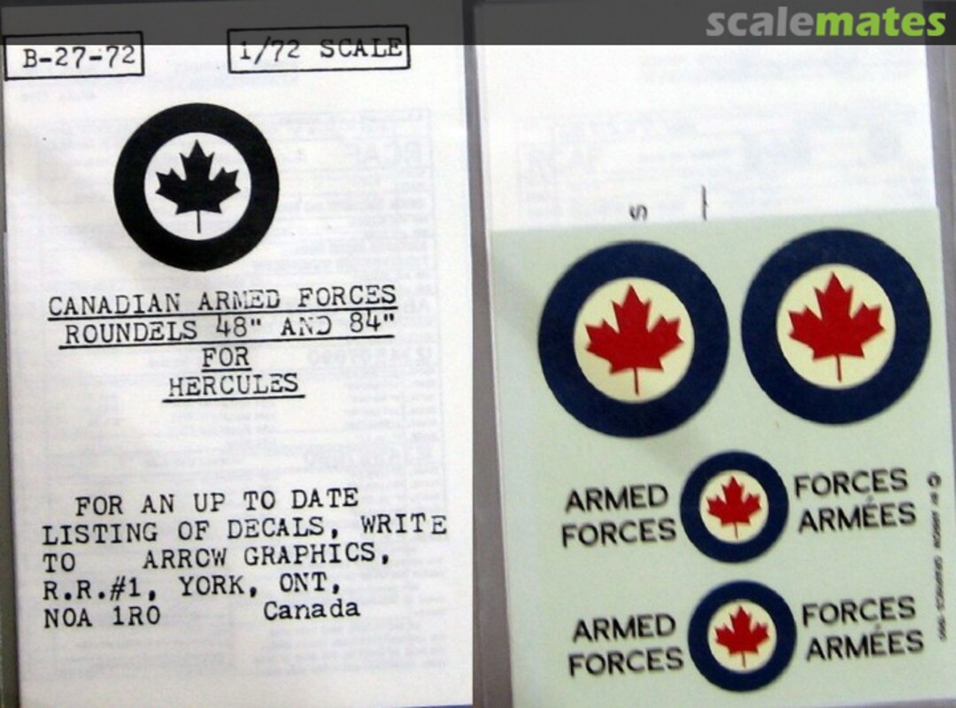 Boxart Canadian Armed Forces Roundels 48" & 84" for Hercules B-27-72 Arrow Graphics