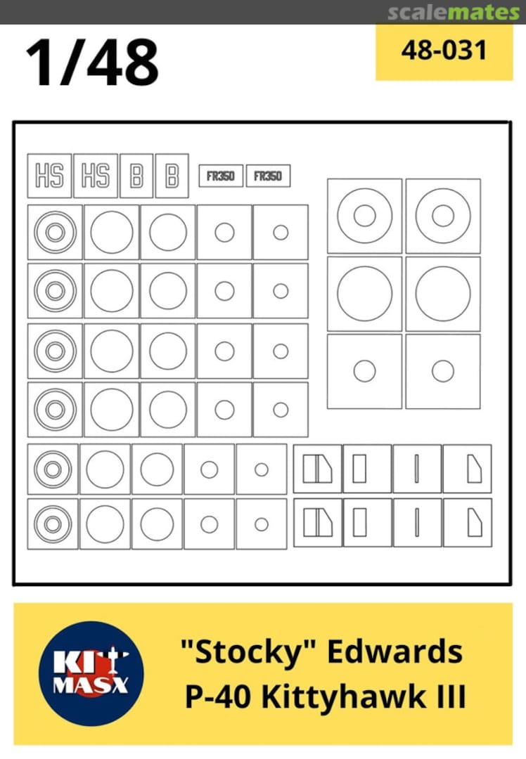 Boxart "Stocky" Edwards P-40 Kittyhawk III 48-031 Kit Masx